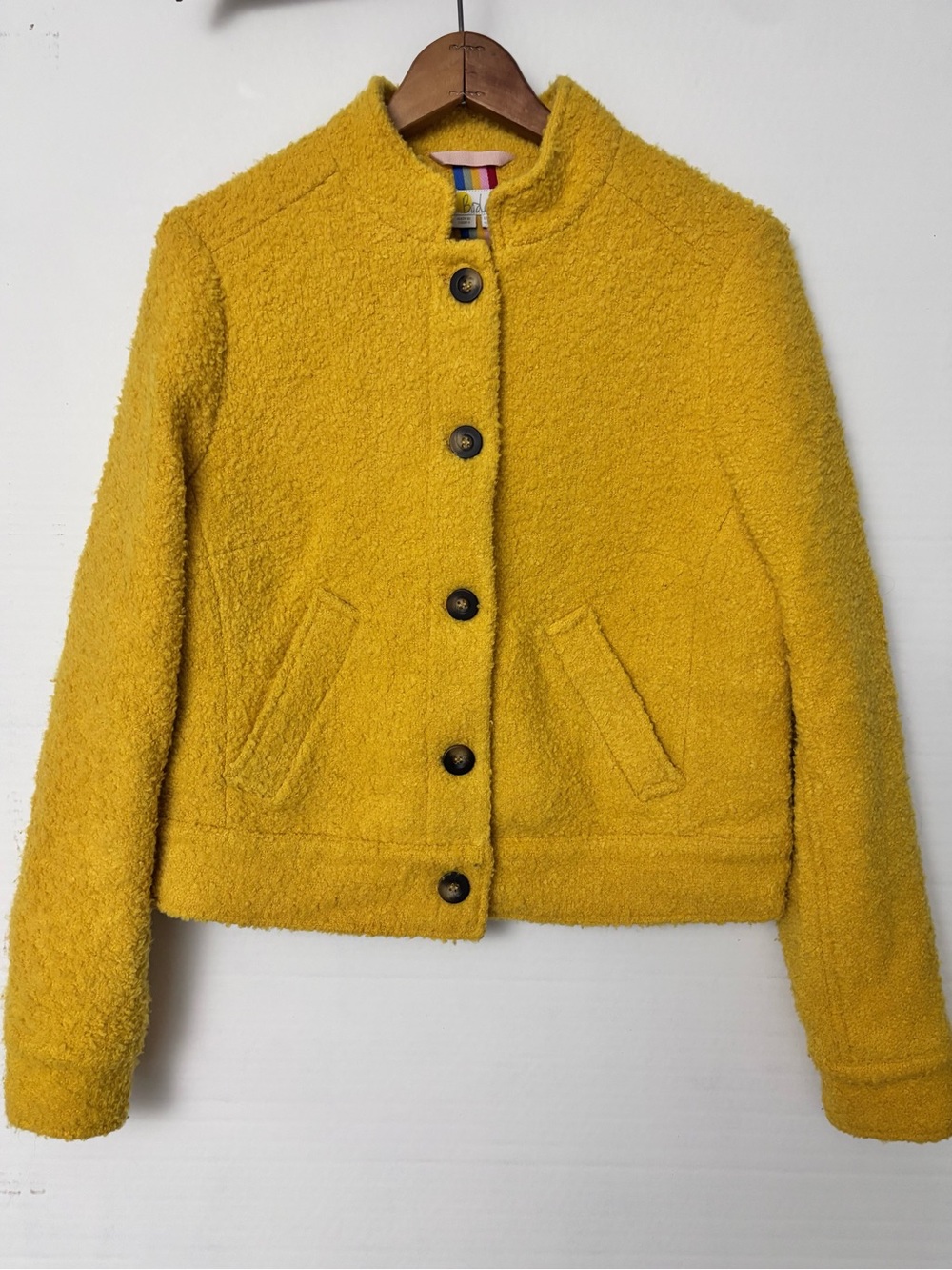 Boden Moto Boiled Bouclé Button Front Jacket Fall Blazer Large 12